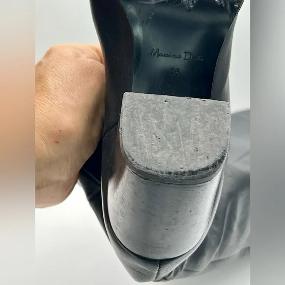 MASSIMO DUTTI Tall Black Leather Boots Size 36 - Picture 8 of 10